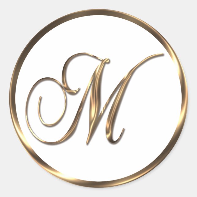 Monogram M Imitate Bronze Runder Aufkleber (Vorderseite)