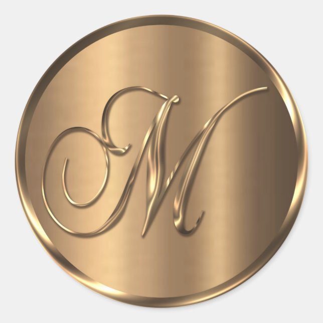 Monogram M NONMETALLIC Bronze Umschlag Aufkleber (Vorderseite)