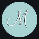 Monogram M Wedding Invitation Blue Siegel Runder Aufkleber<br><div class="desc">Monogramm "M"-Aufkleber. Personalisierbar</div>