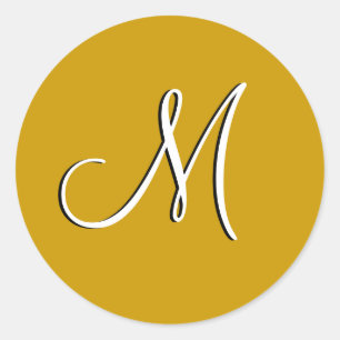 Monogram M Wedding Invitation Gold Siegel Runder Aufkleber