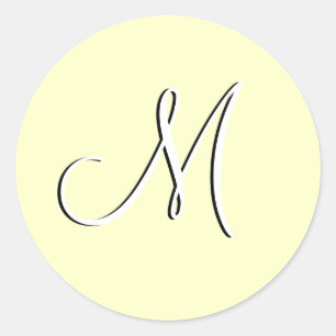 Monogram M Wedding Invitation Ivory Siegel Runder Aufkleber