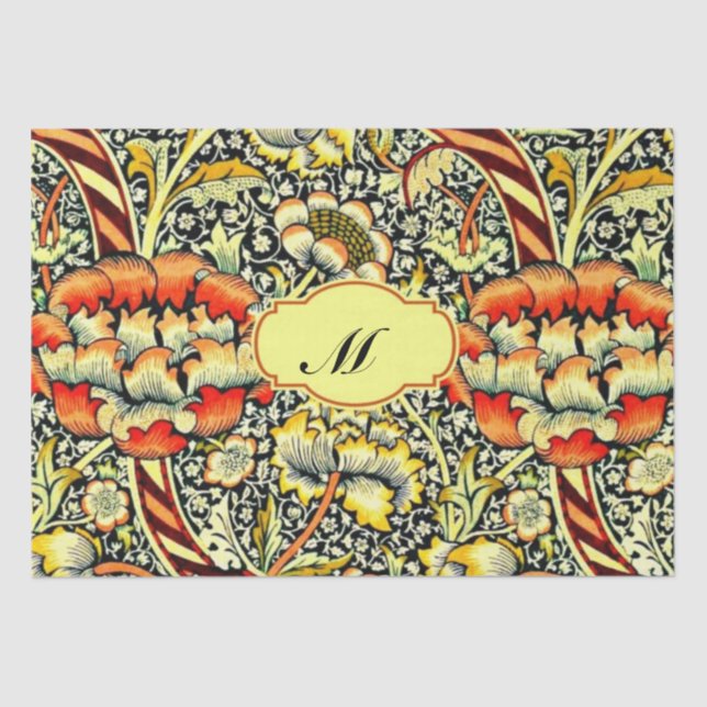 Monogram "M" William Morris Design Seidenpapier (Vorderseite)