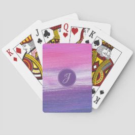Monogram, mädchenhaft, abstrakt-rosa, lila grau spielkarten