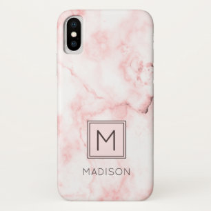 Monogram Mädchenhaft Rosafarben Marmor Case-Mate iPhone Hülle