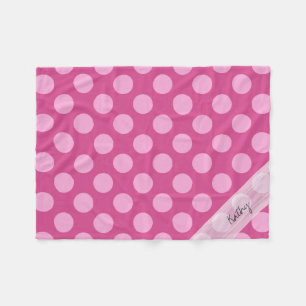 Monogram Magenta Pink Chic Polka Dot Muster Fleecedecke