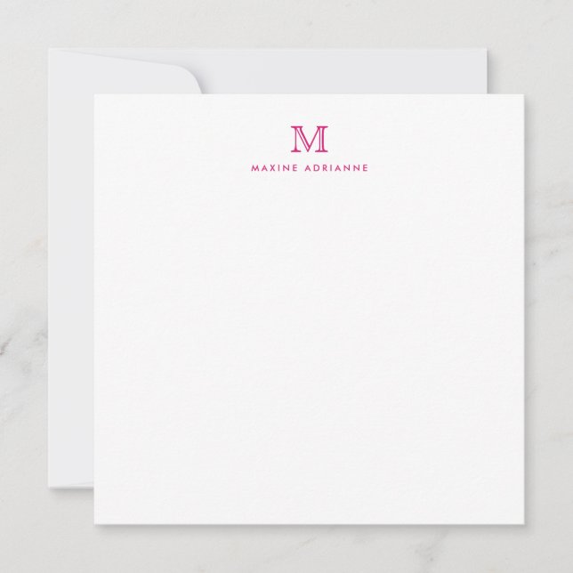 Monogram Magenta Pink Minimalistisch Formal Elegan Mitteilungskarte (Vorderseite)