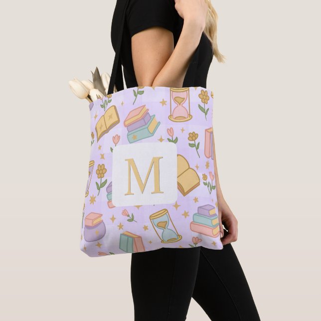Monogram Magic Books Tote Bag Girly Purple (Von Nahem)
