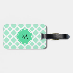 Monogram Magic Mint and White Quatrefolien Pattern Gepäckanhänger