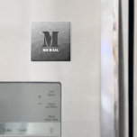 Monogram Magnet<br><div class="desc">Monogram Personalize mit Ihrem benutzerdefinierten Initial und Namen. Hellgraue Gradienten geometrische Maschenmuster Dreiecke ombre. Dreieck geometrische Masche mit Lichtgrau ombre Farbverlauf.</div>