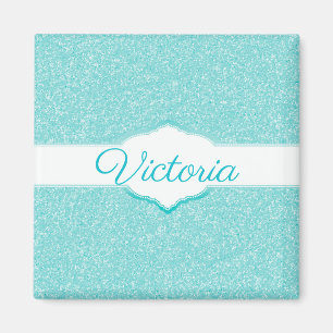 Monogram-Magnet für aquamarinen Glitzer Magnet