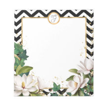 Monogram Magnolia Ivy und Gold mit Zickzack