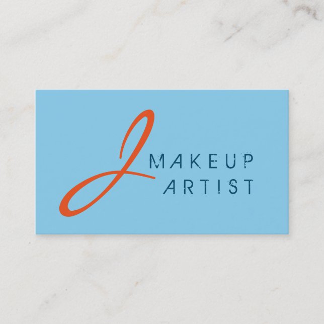 Monogram Makeup Artist Baby Blue Background Visitenkarte (Vorderseite)