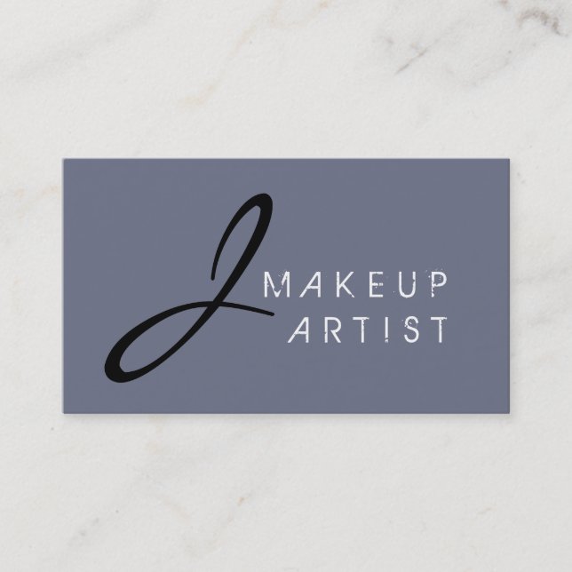 Monogram Makeup Artist Gray Background Visitenkarte (Vorderseite)