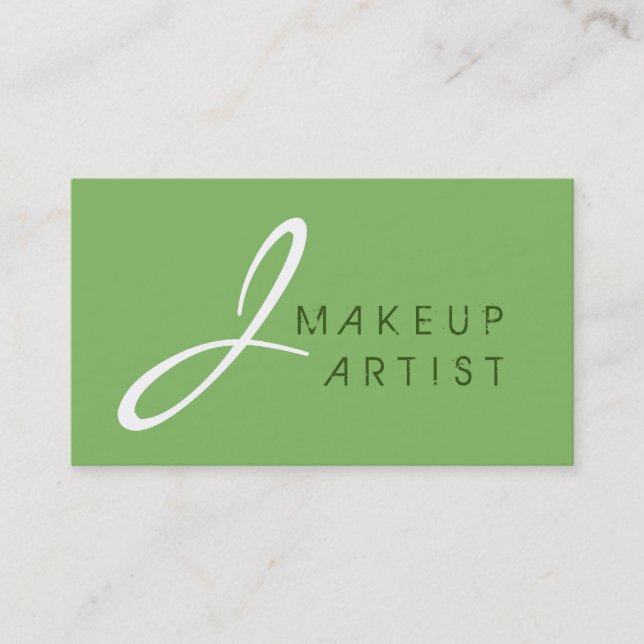 Monogram Makeup Artist Green Background Visitenkarte (Vorderseite)