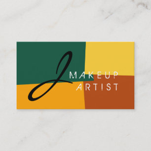 Monogram Makeup Artist Moderne Retro-Farben #10 Visitenkarte