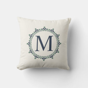 Monogram Mandala Green Navy Throw Kissen