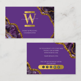 Monogram-Marble für lila- und Gold-Agate-Geode-Gli Visitenkarte
