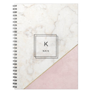 Monogram Marble Minimalistische Rose Gold Elegant Notizblock