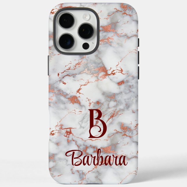 Monogram Marble Rose Gold  Case-Mate iPhone Case (Rückseite)