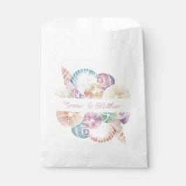 Monogram Marine Watercolor Muscheln Hochzeitslogo Geschenktütchen