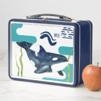 Monogram Marine Watercolor Orca Personalisiert