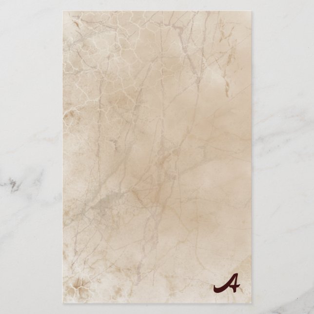 Monogram-Marmorplatte Vintag Stationery Briefpapier (Vorderseite)