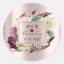 Monogram Marsala Burgund Gastgeschenk Hochzeit Fra Runder Aufkleber