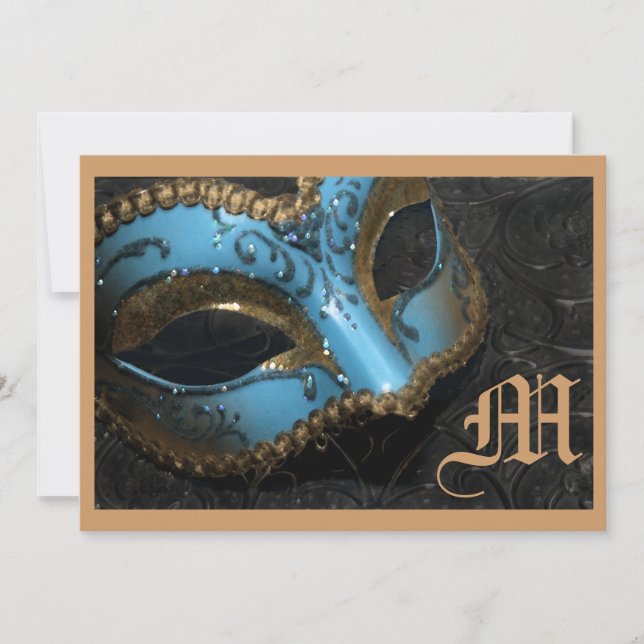 Monogram Masquerade Renaissance Hochzeit Einladung (Vorderseite)