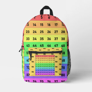Monogram Math Student Spaß 1-100 Zahlen farbig Bedruckter Rucksack