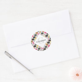 Monogram Maximalist Rainbow Dot Mandalases Patchwo Runder Aufkleber