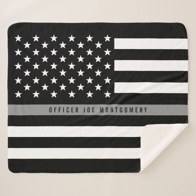 Monogram Med von der dünnen grauen Linie der ameri Sherpadecke (Vorderseite (Horizontal))