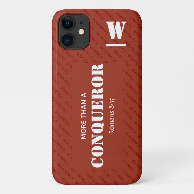 Monogram MEHR ALS EIN ÜBERWINDER Christlich ROT Case-Mate iPhone Hülle (Rückseite)