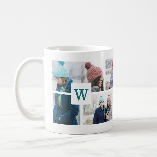 Monogram-Mehrfach-Foto-Layout Kaffeetasse (Links)