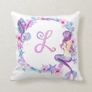 Monogram Mermaid Pillow - L Kissen
