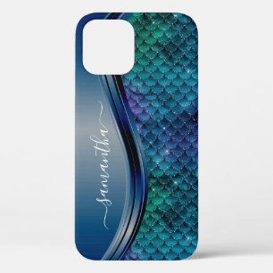 Monogram Mermaid Scale Lila Navy Blue Case-Mate iPhone Hülle