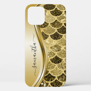 Monogram Mermaid Scanner Glitzer Gelber Goldname Case-Mate iPhone Hülle