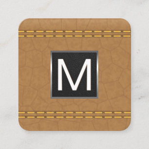 Monogram Metal Trial Doppelgeheftes Tan Leather Quadratische Visitenkarte