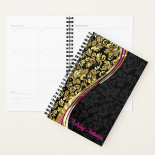 Monogram Metallic Gold Damask Planer