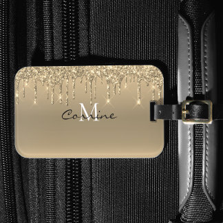 Monogram Metallic Gold Dripping Imitats Glitzer Ic Gepäckanhänger