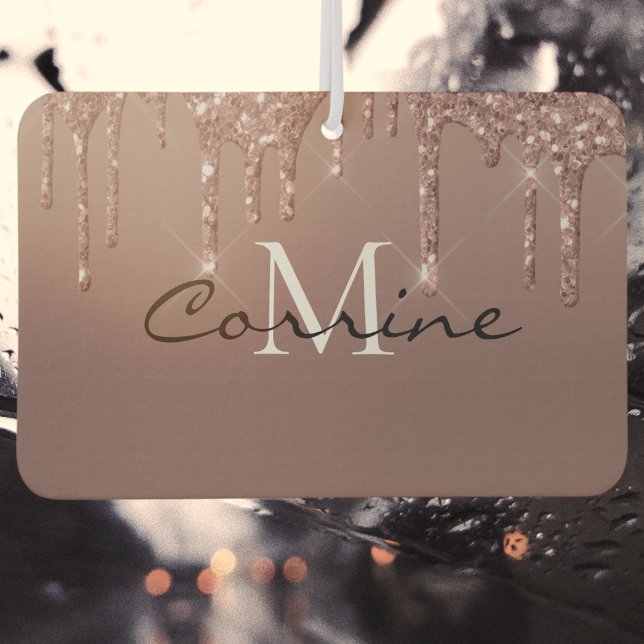 Monogram Metallic Rose Gold Driving Glitzer Car Autolufterfrischer (Von Creator hochgeladen)