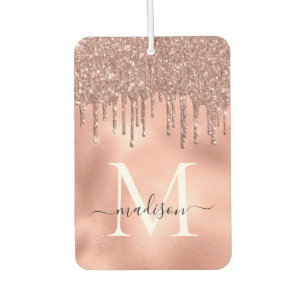 Monogram Metallic Rose Gold Pink Glitzer Tropfen Autolufterfrischer