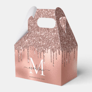 Monogram Metallic Rose Gold Pink Glitzer Tropfen Geschenkschachtel