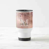Monogram Metallic Rose Gold Pink Glitzer Tropfen