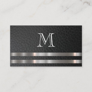 Monogram Metallic Silver Trim Leder Visitenkarte