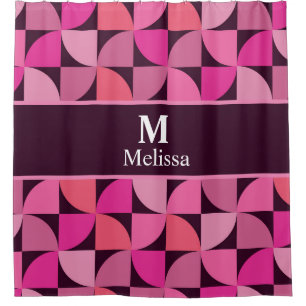 Monogram Mid Century Moderne Muster rosa Brauch Duschvorhang