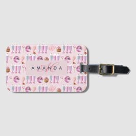 Monogram Milkshake Niedlich Blush Pink Retro Gesch Gepäckanhänger