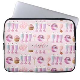 Monogram Milkshake Niedlich Blush Pink Retro Gesch Laptopschutzhülle