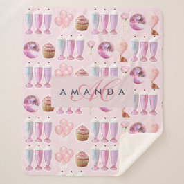 Monogram Milkshake Niedlich Blush Pink Retro Gesch Sherpadecke