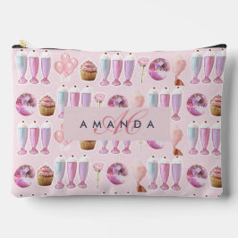 Monogram Milkshake Niedlich Blush Pink Retro Gesch Zubehörtasche