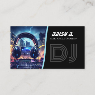 Monogram Miminal Black DJ Party Planer Visitenkarte